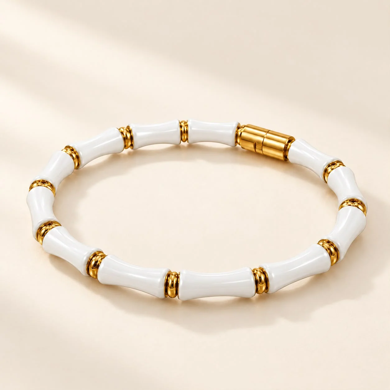 Bamboo Luxe Cuff Bracelet | White Gold Plated — Bangles | Tvayi